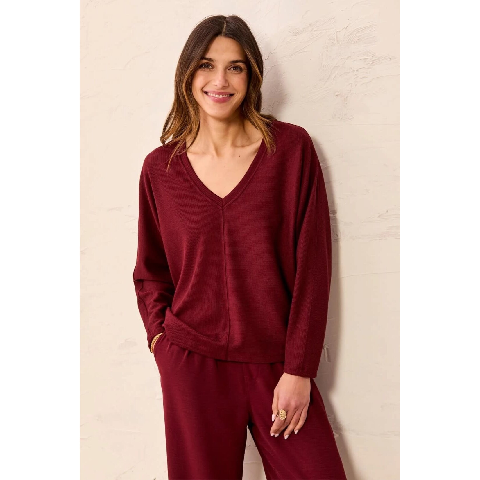 Tribal Long Sleeve V-Neck Dolman Top