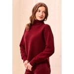 Tribal Turtleneck High Low Sweater With Side Slits