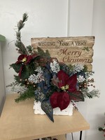 My New Favorite Thing Centerpiece White Box "Wishing You a Very Merry Christmas" w/Poinsettias