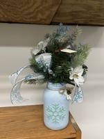 My New Favorite Thing Centerpiece Blue Mason Jar Holiday Arrangement