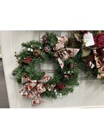 My New Favorite Thing Wreath Evergreen with Pinecones, Bird Houses and Bird House Ribbon 19 inch
