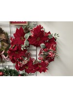 My New Favorite Thing Wreath Grapevine with Poinsettias and Red Polka Dot Ribbon 24 inch