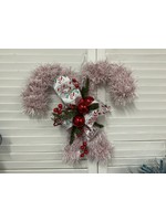 My New Favorite Thing Wreath Candy Cane Double with Red Ornaments and Candy Cane Ribbon