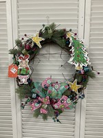 My New Favorite Thing Wreath Grapevine with Evergreen "Grinch" Theme 18 inches