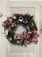 My New Favorite Thing Wreath Mesh Circle 21 Inch Holiday Evergreen -Home Is Where My Dog Is