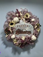 My New Favorite Thing Mesh Purple Fall Wreath "Farmers Market Open Daily"