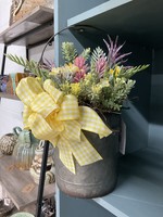 My New Favorite Thing Centerpiece Spring Succulents w/ Yellow Checked Bow