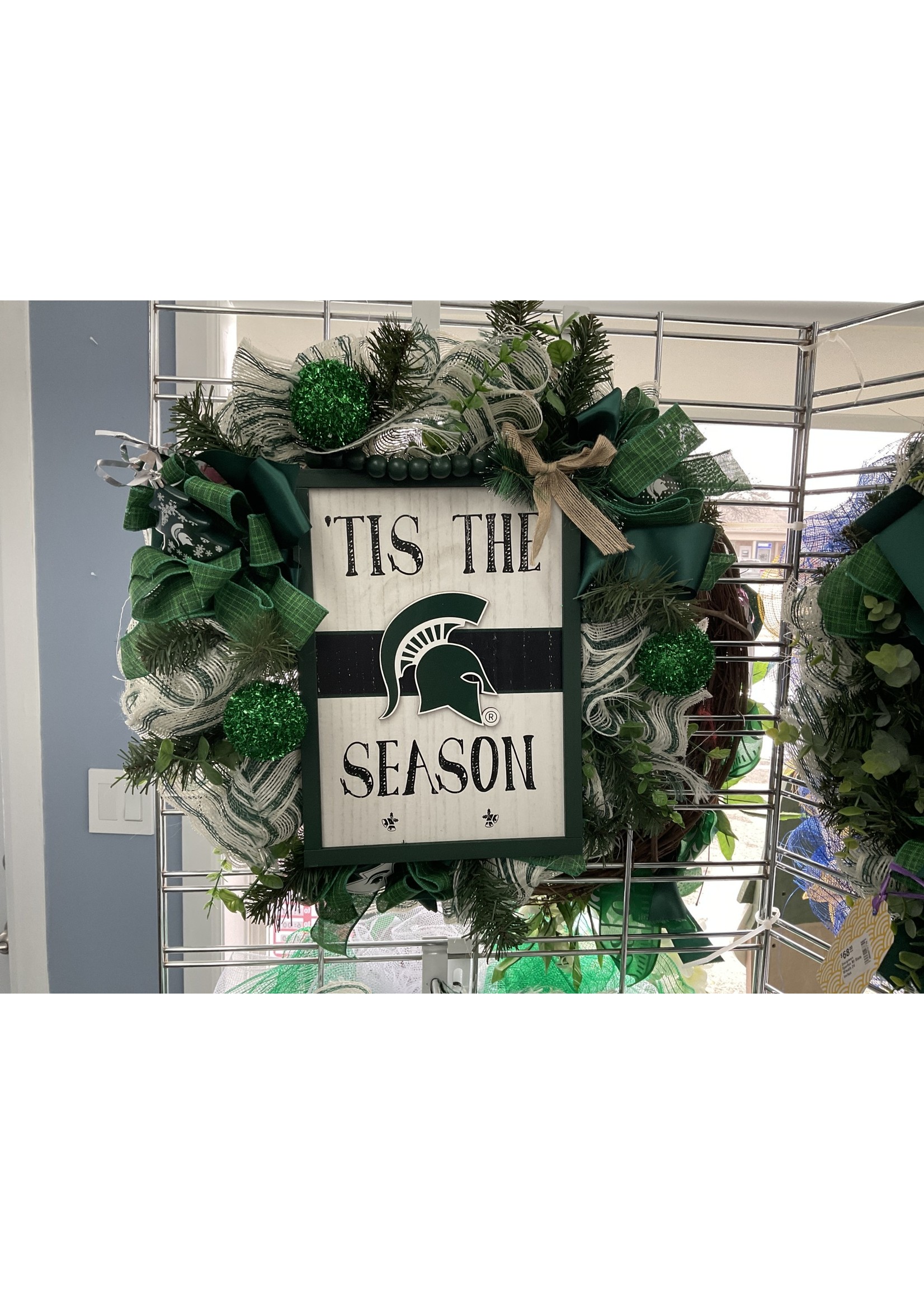 My New Favorite Thing Mesh Wreath "Tis the Season" MI Spartan Wreath 23 inch