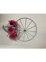 My New Favorite Thing Wreath Bicycle Pink Flowers with Pink Flamingo Ribbon