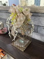 My New Favorite Thing Bird Cage w/ White Flowers and Brown Ribbon