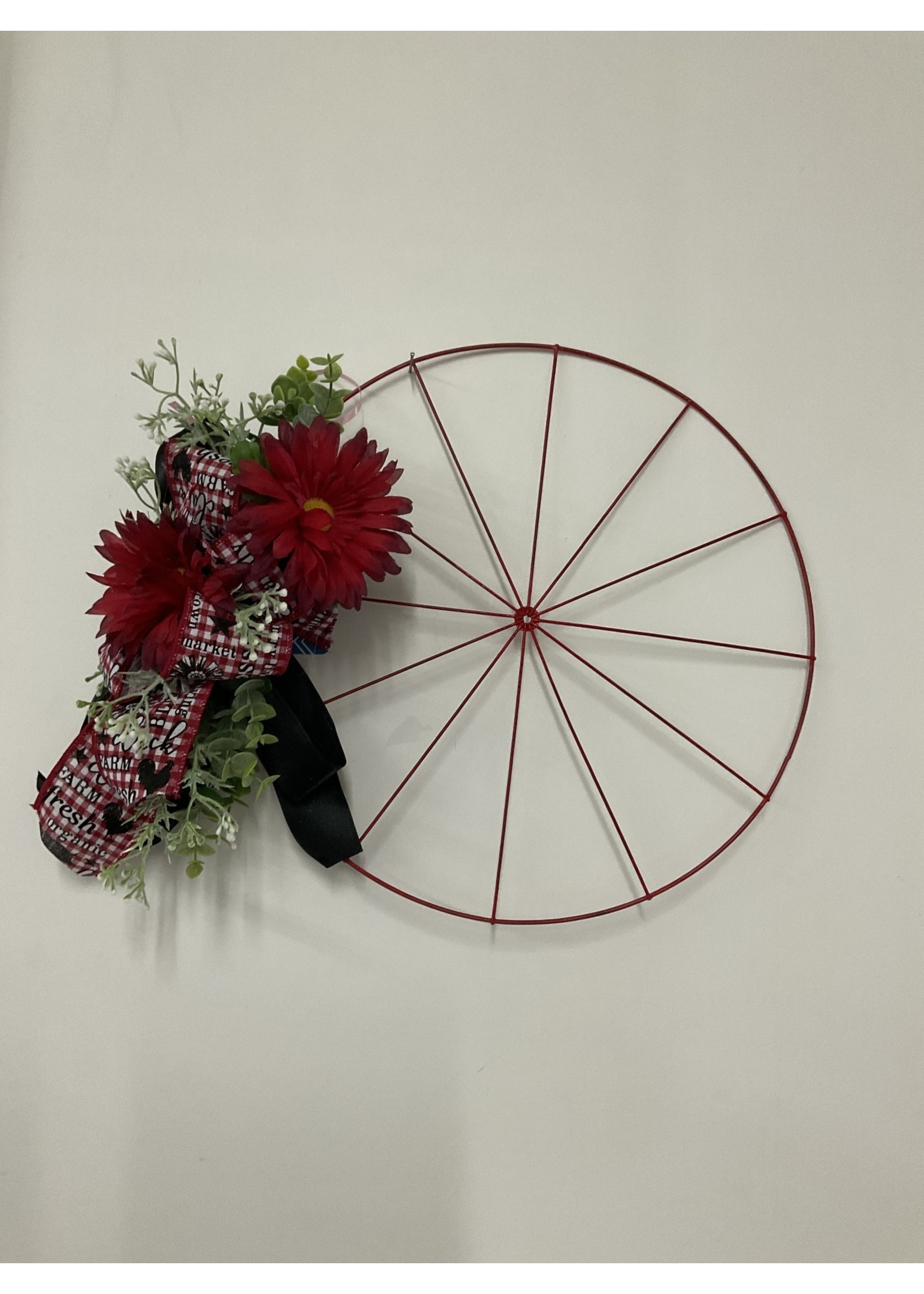 My New Favorite Thing Wreath Bicycle 18 in-Red Flowers and Farm Fresh Ribbon
