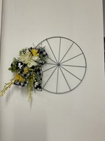 My New Favorite Thing Wreath Bicycle Yellow & White Flowers w/ Black Buffalo Check Ribbon
