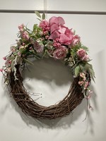 My New Favorite Thing Wreath Grapevine 18 in- Pink Floral/Bow