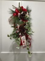 My New Favorite Thing Swag Evergreen 29 in-Pinecone and Berries w/Red Birdhouse Ribbon