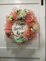 My New Favorite Thing Wreath Mesh 24 in-Peach "Home Sweet Home" w/Ice Cream and Donuts and Cupcake Ribbon