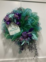 My New Favorite Thing Wreath Mesh 23 in-Green and Blue "Mermaid" w/Purple Ribbon