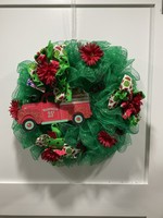 My New Favorite Thing Wreath Mesh 26 in-Green "Watermelons 25" w/Red Flowers and Watermelon Ribbon