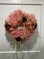 My New Favorite Thing Wreath Mesh 22 in-Peach "Popsicles" w/Popsicles and Purple Flowers