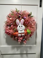 My New Favorite Thing 386 Wreath Mesh 26 in-Peach "Rabbit Welcome" w/Easter Egg Ribbon