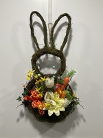 My New Favorite Thing 258 Grapevine Rabbit 24 in-Yellow Flowers w/Carrots and Orange Polka Dot Ribbon