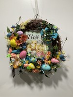 My New Favorite Thing 375 Wreath Grapevine 16 in-Multi "Bless Our Nest" w/Easter Eggs