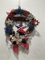 My New Favorite Thing 1235 Wreath Grapevine 16 in-"God Bless America" w/Stars and Patriotic Ribbon