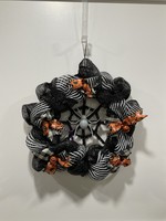 My New Favorite Thing 1322 Wreath Mesh Spider 18 in-Black and White Striped w/Orange Spooky Ribbon