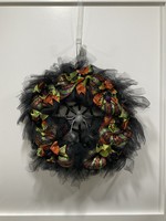My New Favorite Thing 1323 Wreath Mesh Spider 18 in-Black w/Multi and Green/Orange Diamond Ribbon
