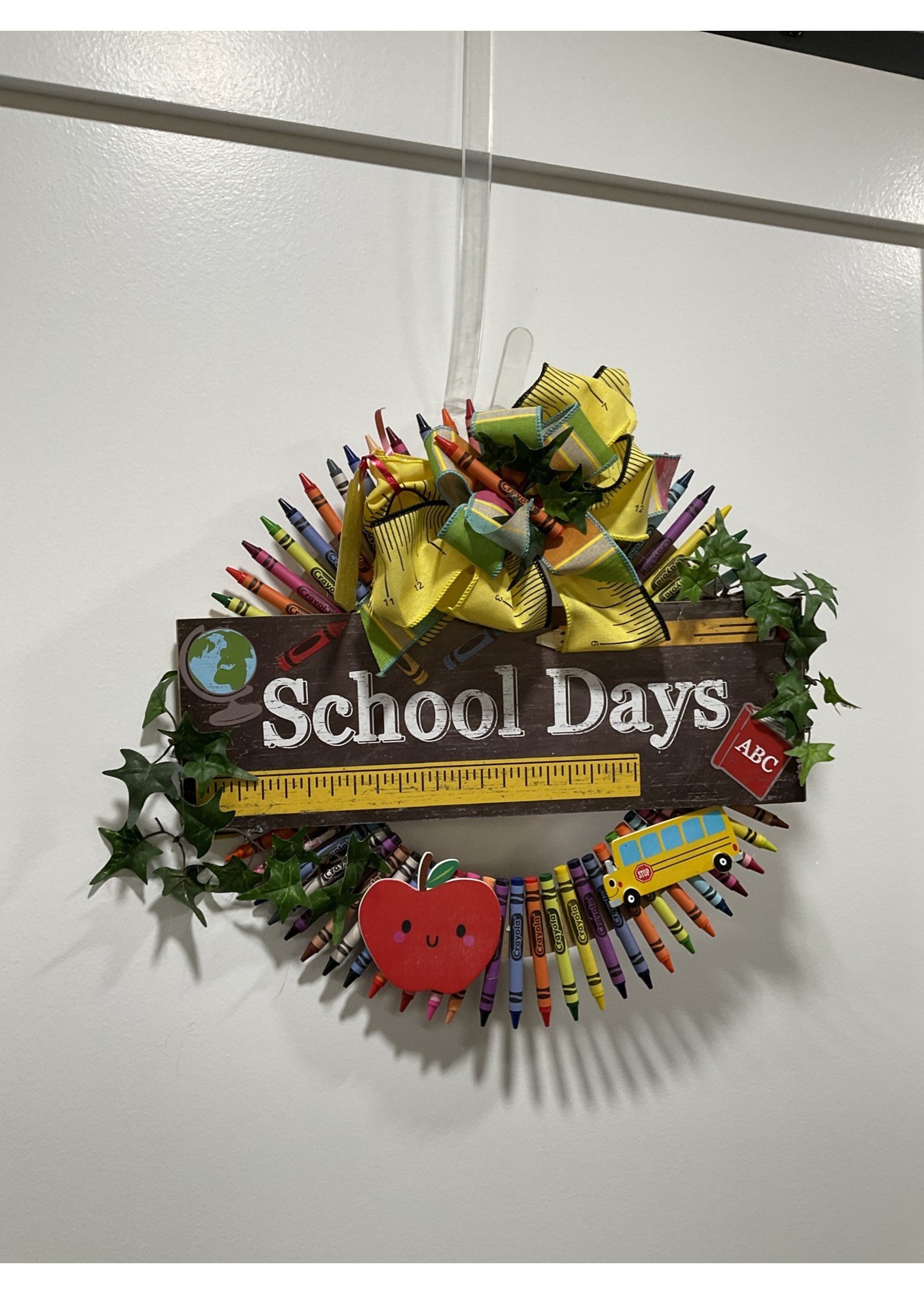 My New Favorite Thing Wreath Crayon "School Days" w/ Bus, Apple