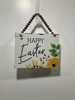 My New Favorite Thing 492 493 Sign 7x9-"Happy Easter" Hanging by Beads w/Yellow Flower