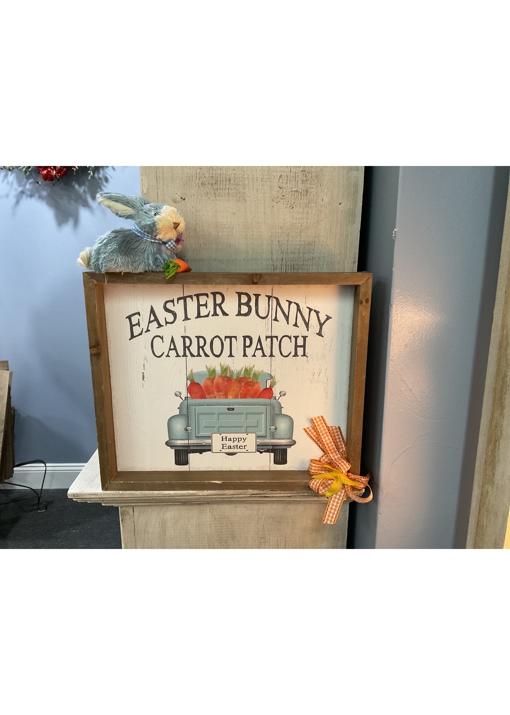 My New Favorite Thing 453 Sign 13x12 - "Easter Bunny Carrot Patch" with Blue Truck and Bunny on Frame