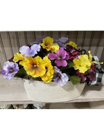 My New Favorite Thing Centerpiece Planter 12x10 Multi-Colored Pansies w/Black Gingham Ribbon