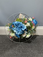 My New Favorite Thing 840 Wreath Bicycle 18 in-Silver w/Blue Flowers and Bicycle Ribbon