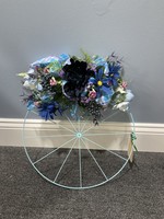 My New Favorite Thing Wreath Bicycle 18 in-Light Blue w/Dark Blue Flowers and Blue Plaid Ribbon