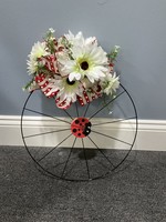 My New Favorite Thing 837 Wreath Bicycle 18 in-Black Ladybug w/White Daisies and Red Polka Dot Ribbon