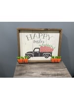 My New Favorite Thing 489 Sign 11x14 - "Happy Easter" with Black Truck and Carrots on Frame