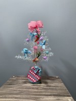 My New Favorite Thing Centerpiece Easter Tree Iridescent 10x18 Blue and Pink Egg w/Pink Gingham Ribbon