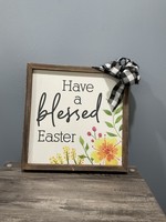 My New Favorite Thing 450 Sign 12x12-"Have A Blessed Easter" with Black Check Bow Top Right Corner