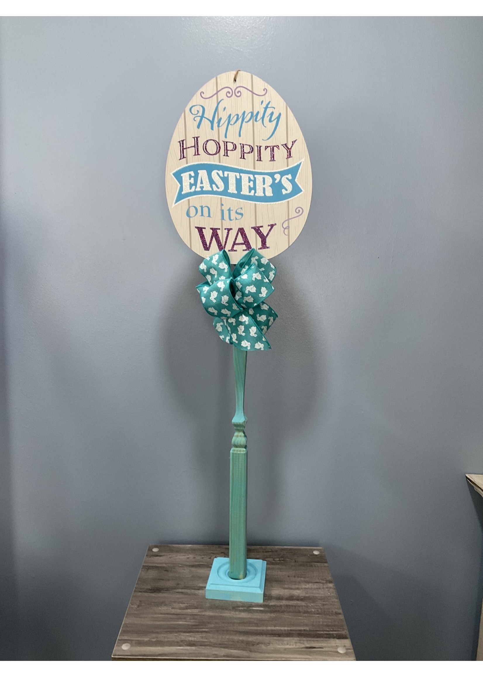 My New Favorite Thing 691 Standing Sign 40 in-Blue w/"Hippity Hoppity" and Blue Bunny Ribbon