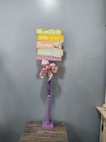 My New Favorite Thing 698 Standing Sign 38 in-Purple w/"We Believe In The Easter Bunny" and Pink Jelly Bean Ribbon