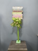 My New Favorite Thing 612 Standing Sign 37 in-Green w/"Bunny Hop Jelly Beans" and Green Flower and Plaid Ribbons
