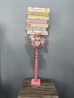 My New Favorite Thing 615 Standing Sign 37 in-Pink w/"Hippity Hop Baby Chicks" and Pink Bunny and Easter Ribbon