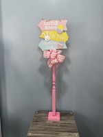 My New Favorite Thing 690 Standing Sign 37 in-Pink w/"Easter Bunny Egg Hunt" and Pink Polka Dot Ribbon