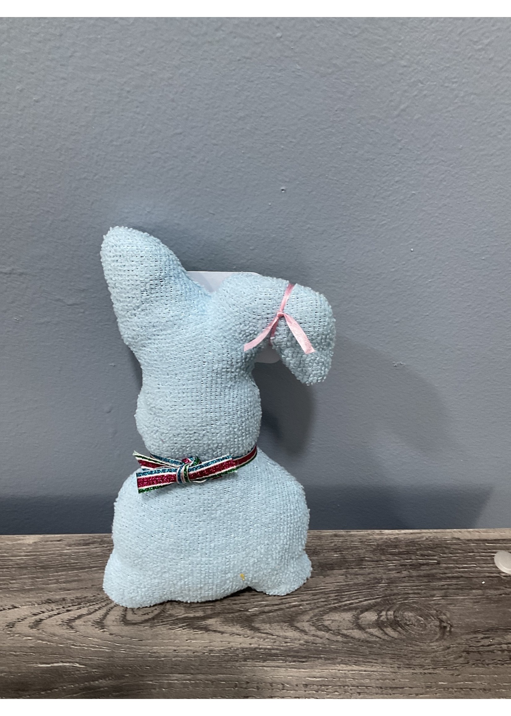 My New Favorite Thing 718 Rabbit Light Blue w/Striped Ribbon Tie 4.5x1x8.5