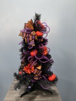 My New Favorite Thing 1860 Evergreen Tree Black 22 in-Pumpkins w/Halloween Ribbon and Purple Tubing