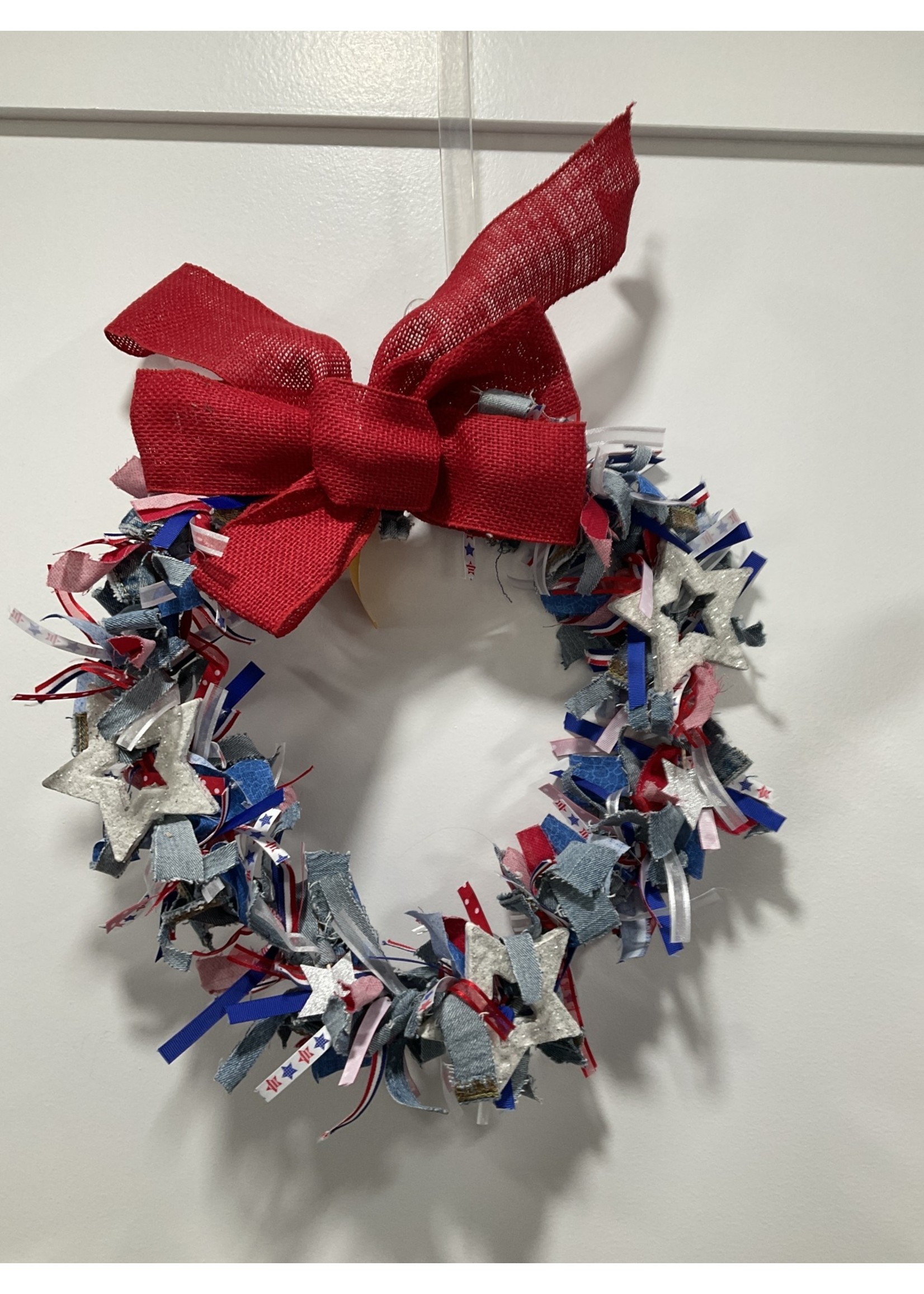My New Favorite Thing 297 Wreath Rag 14 in-Stars and Stripes w/Red Burlap Ribbon