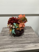 My New Favorite Thing Pumpkin Styrofoam 6x11 Brown w/Red Flower and Burlap Leaf Ribbon