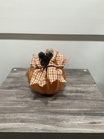 My New Favorite Thing Pumpkin Styrofoam 6x11 Orange w/Pinecones and Brown Plaid Ribbon