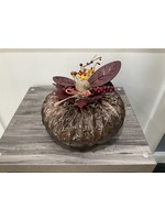 My New Favorite Thing 1935 Dryer Vent Pumpkin 8x6-Brown w/Red Leaves Berries and Orange Gingham Ribbon