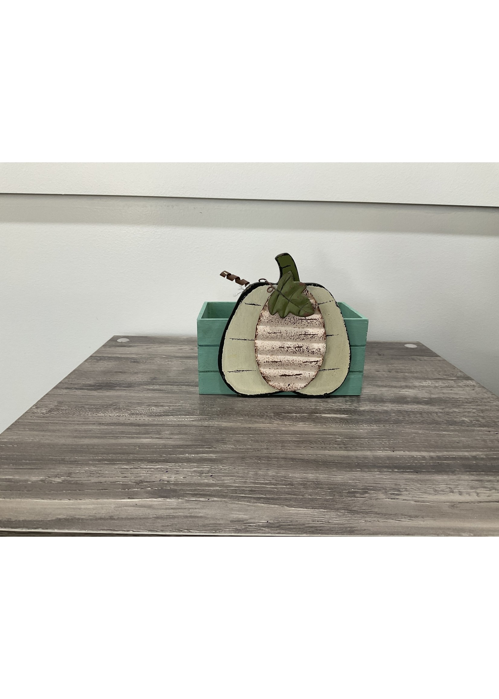 My New Favorite Thing 1401 Crate 5x5-Teal w/White Metal Pumpkin